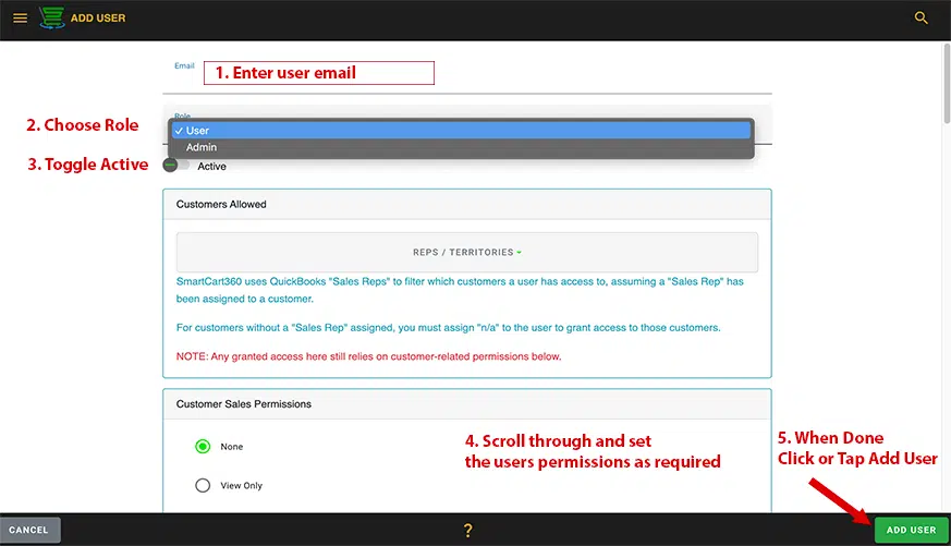 AddUser-step3 SmartCart360 Adding New Users